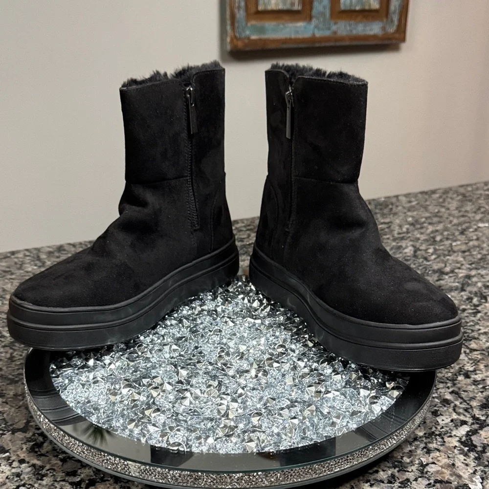J Slides suede leather waterproof Black Winter ankle Boots NEW 8.5